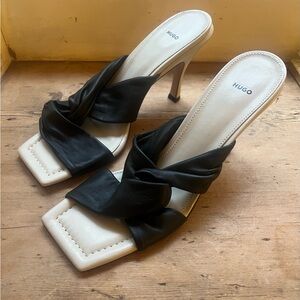 HUGO Black and White soft mules